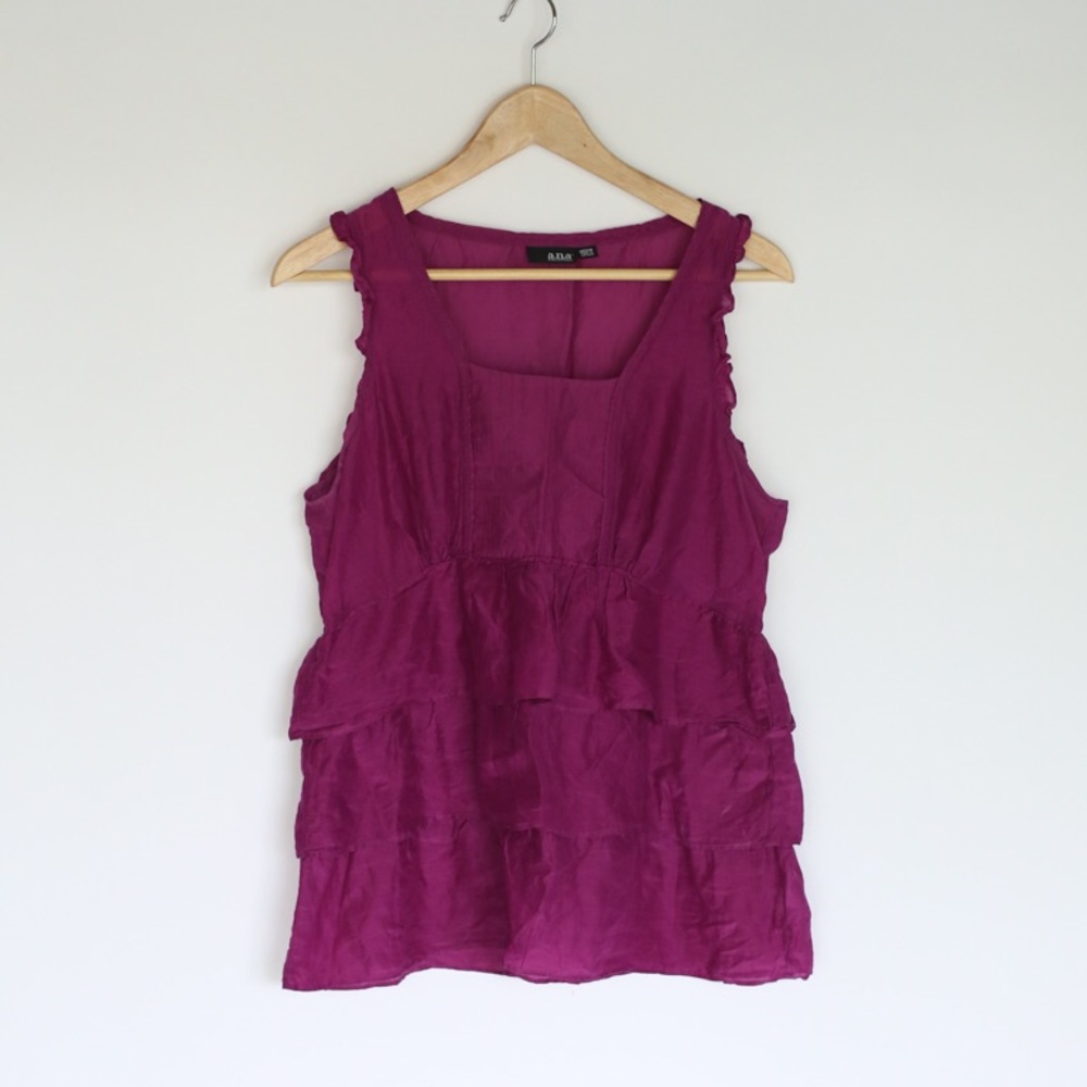 Ruffled pink tiered tank blouse